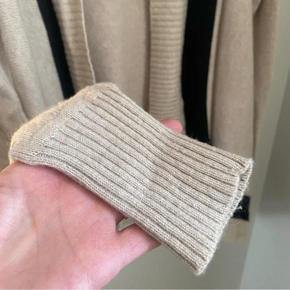 Banana Republic Open Front Cardigan Sweater Cream Black Small Merino Wool Blend - Picture 8 of 11